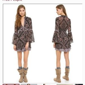 Free People Black and Pink Mini Dress